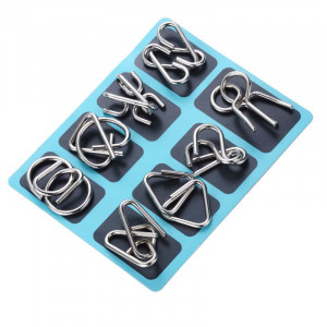 Set 8 piese Puzzle metal IQ anti-stres relaxare gandire model 2