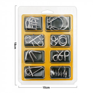 Set 8 piese Puzzle metal IQ anti-stres relaxare gandire model 1