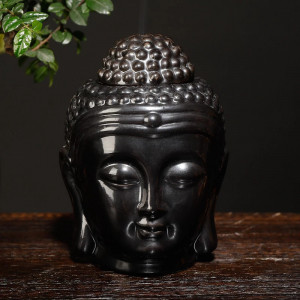 Suport ceramica ulei aromaterapie BUDDHA negru