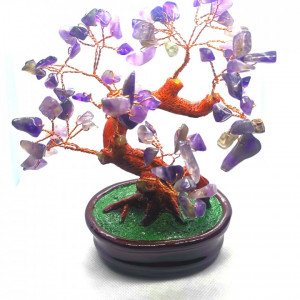 Copacei Feng Shui cu ametist, piatra iubirii pentru noroc in dragoste, copac decorativ mov 17cm