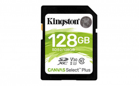 Card de memorie Kingston SDXC Canvas Select Plus 100R, 128GB, Class 10, UHS-I - SDS2/128GB