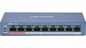 Switch cu 8 porturi PoE Hikvision DS-3E0109P-E(C), 2000 MAC, 100 Mbps, fara management - DS-3E0109P-E(C)