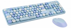 Kit wireless tastatura + mouse Serioux Retro, albastru - SRX9900BL