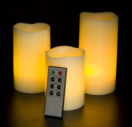 Set 3 Lumânări LED Ambientale cu baterii, Timer și Telecomandă