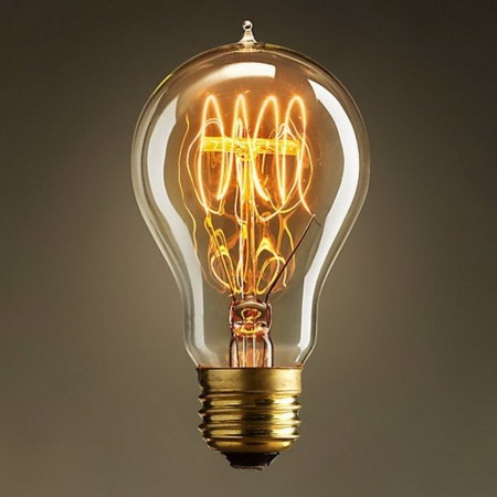 Bec Edison Vintage cu lumină caldă,, filament în buclă (Quad Loop), 40W, E27