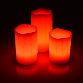 Set 3 Lumânări LED Ambientale cu baterii, Colorchanger, Timer și Telecomandă, Ceară Adevărată