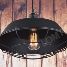 Corp de iluminat Pendul, Retro Vintage Industrial, Metal Negru cu Grilaj E27 - VINTAGE 219