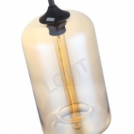 Corp de iluminat Pendul, Retro Vintage, Sticla Transparenta Chihlimbar cu forma de cilindru, E27 - VINTAGE 229-C