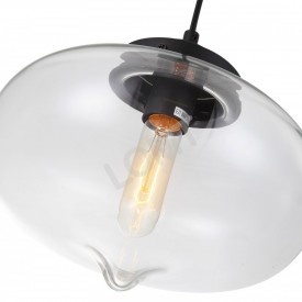 Corp de iluminat Pendul, Retro Vintage, Sticla Transparenta, Baza Metalica Neagra, E27 - VINTAGE 226