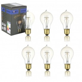 Pachet 6 Becuri Edison Vintage cu lumină caldă, Filament în buclă (Quad Loop), incandescent, 40W, E27