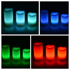 Set 3 Lumânări LED Ambientale cu baterii, Colorchanger, Timer și Telecomandă, Ceară Adevărată