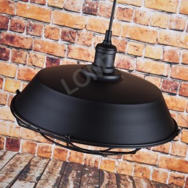 Corp de iluminat Pendul, Retro Vintage Industrial, Metal Negru cu Grilaj E27 - VINTAGE 219