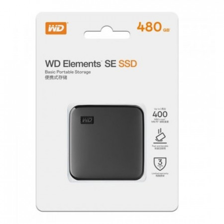 SSD EXT 480GB WD Elements SE, WDBAYN4800ABK-WESN, 400 MB/s, 1.8", USB 3.0