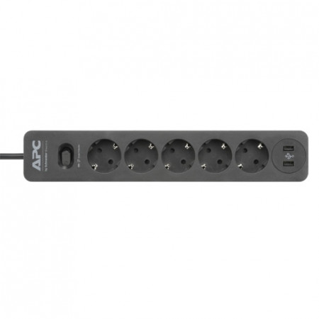 SURGE ARREST APC PME5U2B-GR, 5 uticnica, 2XUSB 2.4A, duzina kabla 1.52m