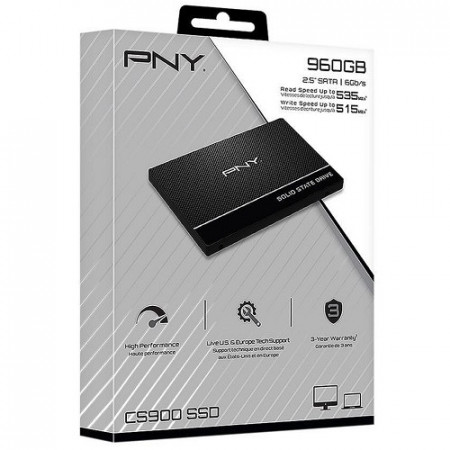 SSD 960GB PNY CS900, SSD7CS900-960-RB, SATA III, 535/515 MB/s