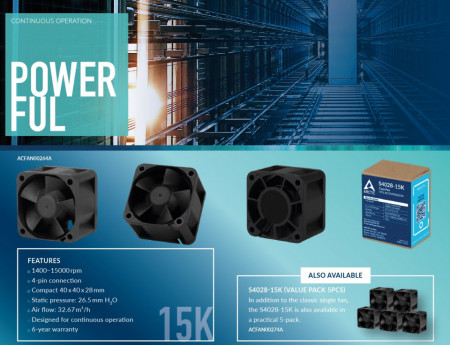 Ventilator za rack server Arctic S4028-15K 40 mm Server fan ACFAN00264A