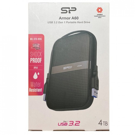 HDD External 4TB Silicon Power Armor A60, SP040TBPHDA60S3K, USB 3.0, 2.5", shockproof