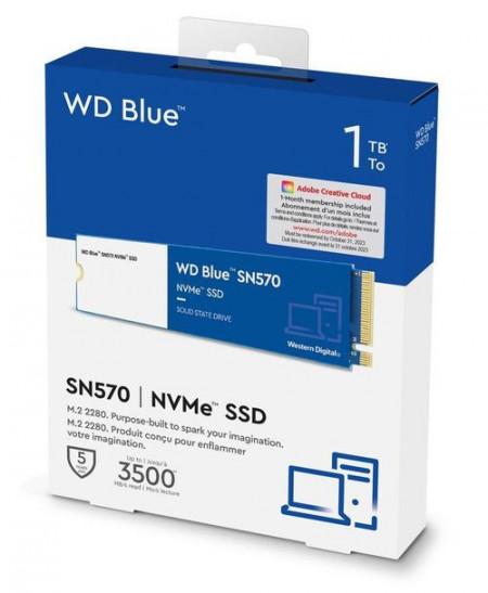 SSD 1TB Western Digital Blue SN570, WDS100T3B0C, PCIe Gen3 x4, NVMe, M.2 2280, 3500/3000 MB/s