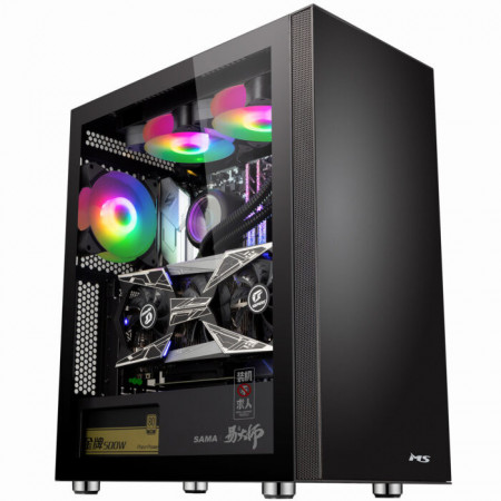Kućište MS ARMOR V500 Gaming, staklena strana, bez napajanja, bez ventilatora
