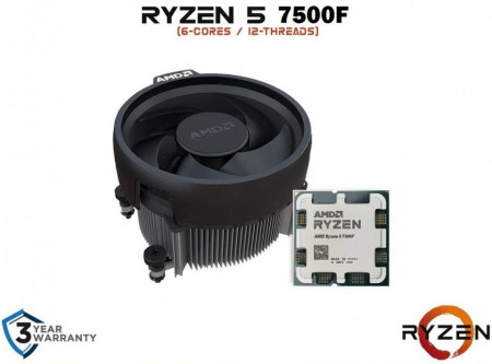 AMD Ryzen 5 7500F Processor 6 Cores 12 Threads 3.7GHz Base Clock 5.0GHz Max  Boost 65W TDP Tray 100-000000597