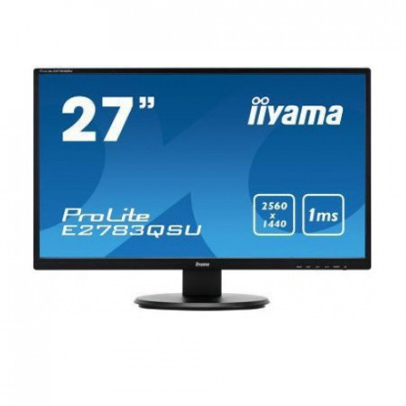 Monitor 27" IIYAMA E2783QSU-B1, QHD (2560x1440), 1ms, FreeSync, 350cd/m², DP, HDMI, DVI, Speakers, USB-HUB(2x3.0)