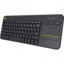 Tastatura LOGITECH Wireless Touch Keyboard K400 PLUS, multi-touch touchpad (3.5"), Logitech unifying receiver, US, black