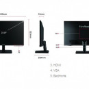Monitor 23.8" ViewSonic VA2406-H, VA, 4ms, 16:9, Full HD, D-sub, HDMI, 3.5mm Audio Out