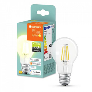 Bec LED Ledvance dimabil SMART+ A60, Control prin telefon, Bluetooth, E27/6W/230V 2700K, Alb Cald