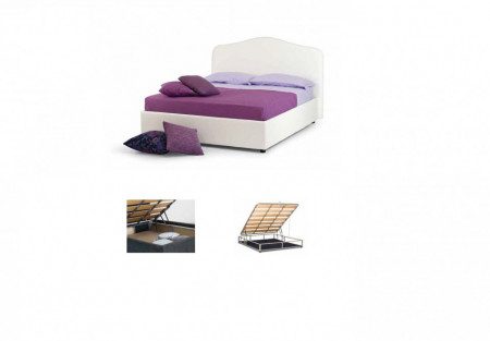 LETTO IMBOTTITO CORALLO MATRIMONIALE CON CONTENITORE TESSUTO EASY CLEAN