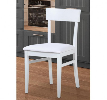 SEDIA IN LEGNO LACCATO BIANCO CON SEDUTA ECOPELLE NIZZA