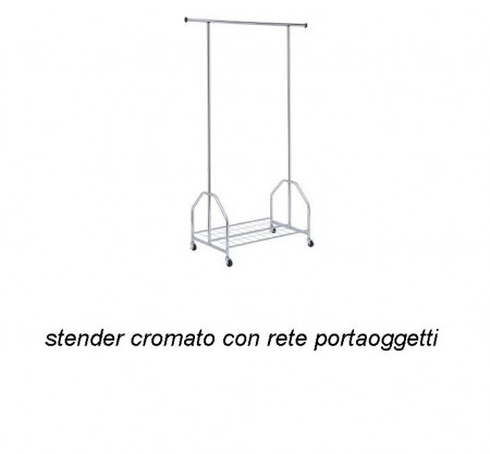 STENDER CROMATO CON RETE PORTAOGGETTI
