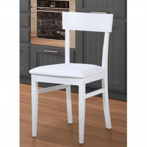 SEDIA IN LEGNO LACCATO BIANCO CON SEDUTA ECOPELLE NIZZA