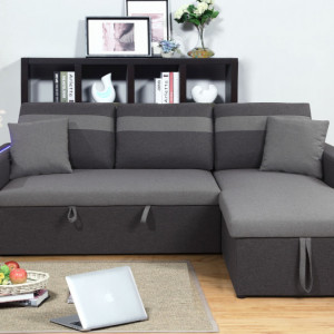 DIVANO LETTO MYSTER PENISOLA REVERSIBILE MICROFIBRA GRIGIO