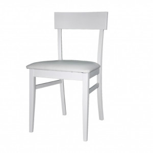 SEDIA IN LEGNO LACCATO BIANCO CON SEDUTA ECOPELLE MONACO