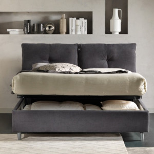 LETTO CON BOX MATRIMONIALE MILANO IN TESSUTO