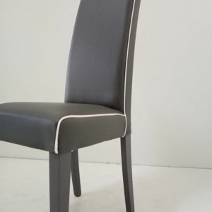 SEDIA IN ECOPELLE GRIGIO CON BORDINO MIRÒ