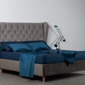 LETTO MATRIMONIALE CAPITONE' ATHENA CON BOX CONTENITORE