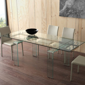TAVOLO RETTANGOLARE IN VETRO ALLUNGABILE MINI GLASS DI LA SEGGIOLA