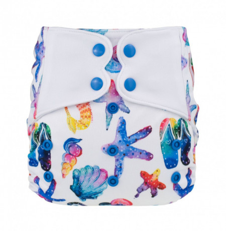Scutec cu scoici si stele de mare ElfDiaper (cu buzunar cu intrare larga + impiedicator de scurgeri la burtica)