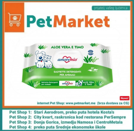 Amore Mio: ALOE VERA - vlažne maramice 40kom za pse i macke