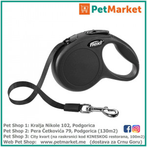 KERBL Flexi povodac New Classic Black XS 3m Tape
