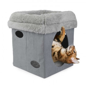 Afp 2138 2u1 lezaljka za macke 32x32x40cm Lamb Cat - Cat Castle Grey