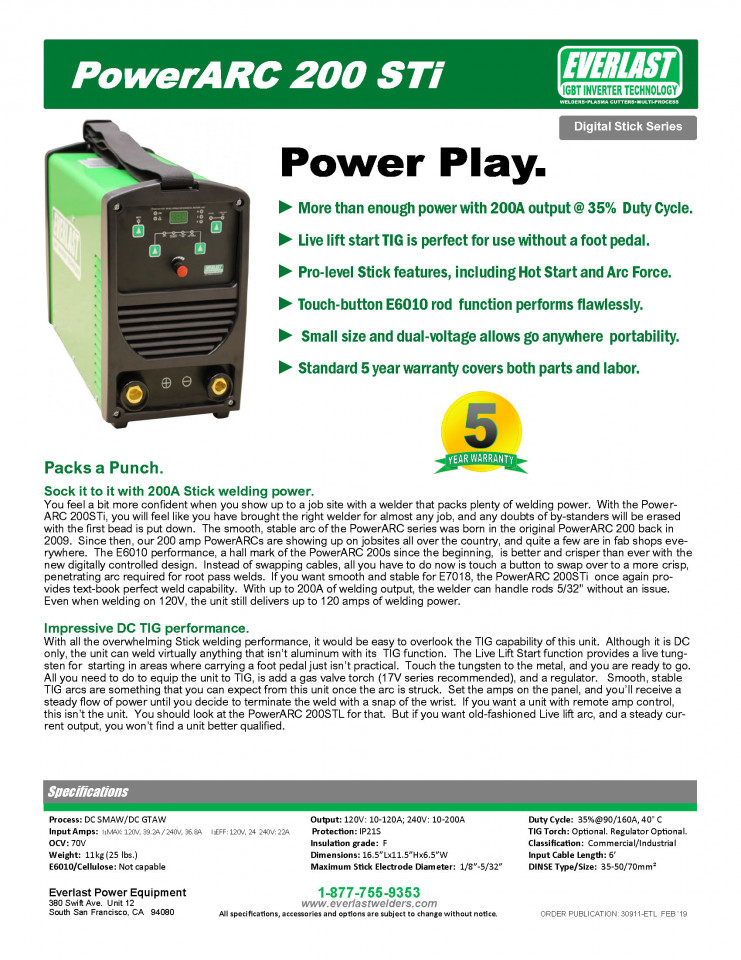 Everlast POWER ARC 200 STi 1phase 230V