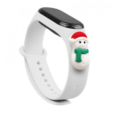 Резервна каишка Xmas - Xiaomi Mi Band 4 / Mi Band 3 коледен дизайн бял (снежен човек 1)