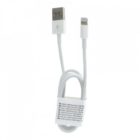 Кабел за зареждане и трансфер на данни USB A към Lightning C601 бял