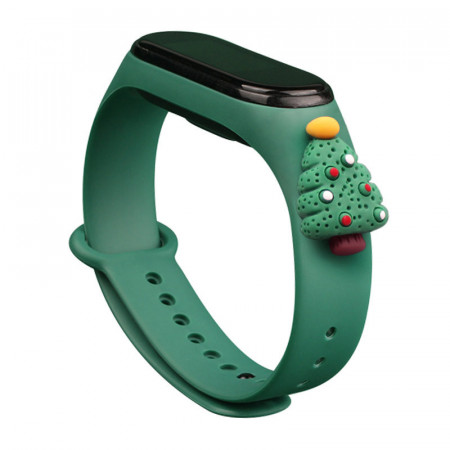Резервна каишка Xmas - Xiaomi Mi Band 4 / Mi Band 3 коледен дизайн тъмнозелен (коледно дърво 2)
