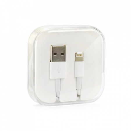 Кабел за зареждане и трансфер на данни HD4 USB A към Lightning бял