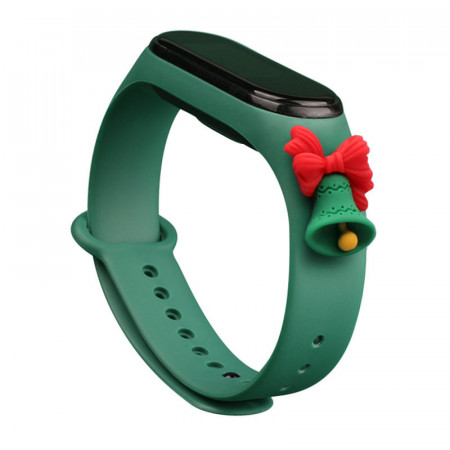 Резервна каишка Xmas - Xiaomi Mi Band 4 / Mi Band 3 коледен дизайн тъмнозелен (камбанка)
