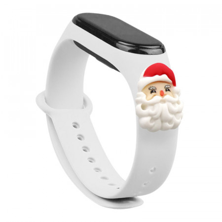 Резервна каишка Xmas - Xiaomi Mi Band 4 / Mi Band 3 коледен дизайн бял (Дядо Коледа)