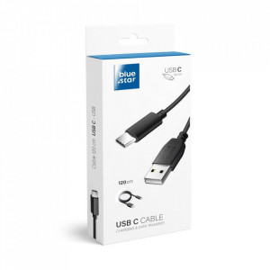 Кабел за зареждане и трансфер на данни Blue Star Lite USB A към Type-C 1.2m бял